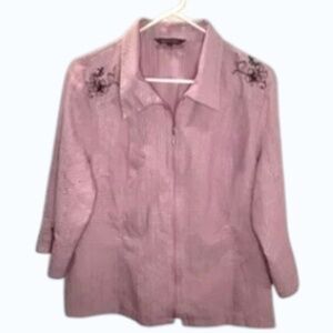 Emotions Blush Pink Textured Zip Front Shirt/Jacket Size 17